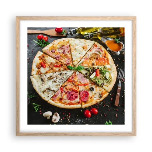 Pôster com moldura de carvalho claro - Gama de sabores - 50x50 cm