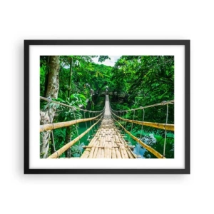 Pôster com moldura preta - Ponte de macacos sobre a vegetação - 50x40 cm
