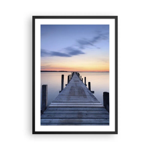 Pôster com moldura preta - Píer à beira do lago ao pôr do sol - 50x70cm - A calma de um crepúsculo sereno - Decoração de parede moderna para a sala de estar e quarto ARTTOR