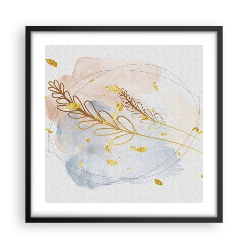 Pôster com moldura preta - Explosão dourada - 50x50 cm