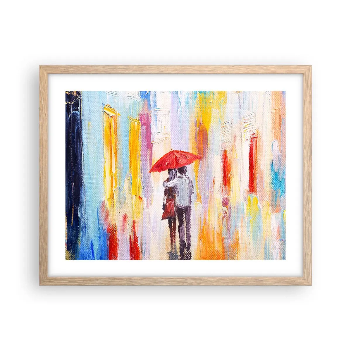 Pôster com moldura de carvalho claro - Que continue a chover - 50x40 cm