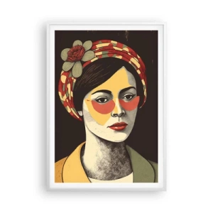 Pôster em moldura branca - Senhora Coral - 70x100 cm