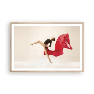 Pôster com moldura de carvalho claro - Vermelho e preto - 91x61 cm