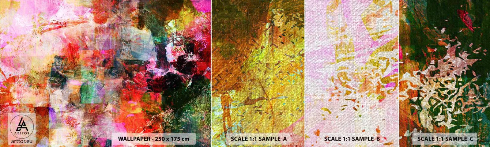 Amostra de papel de parede Premium Canvas - Viagem rosa - Abstração, Pedaço, Gráficos - 100x30 cm