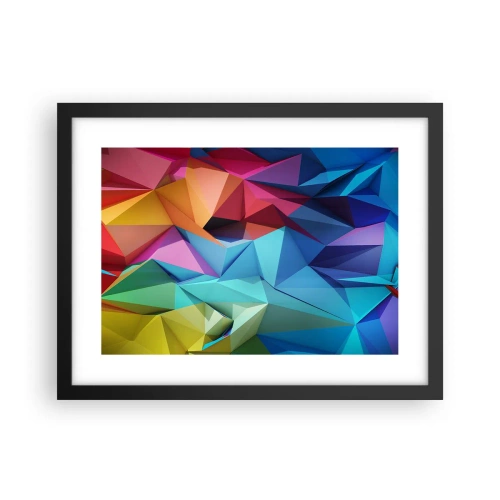 Pôster com moldura preta - Arco-íris de origami - 40x30 cm