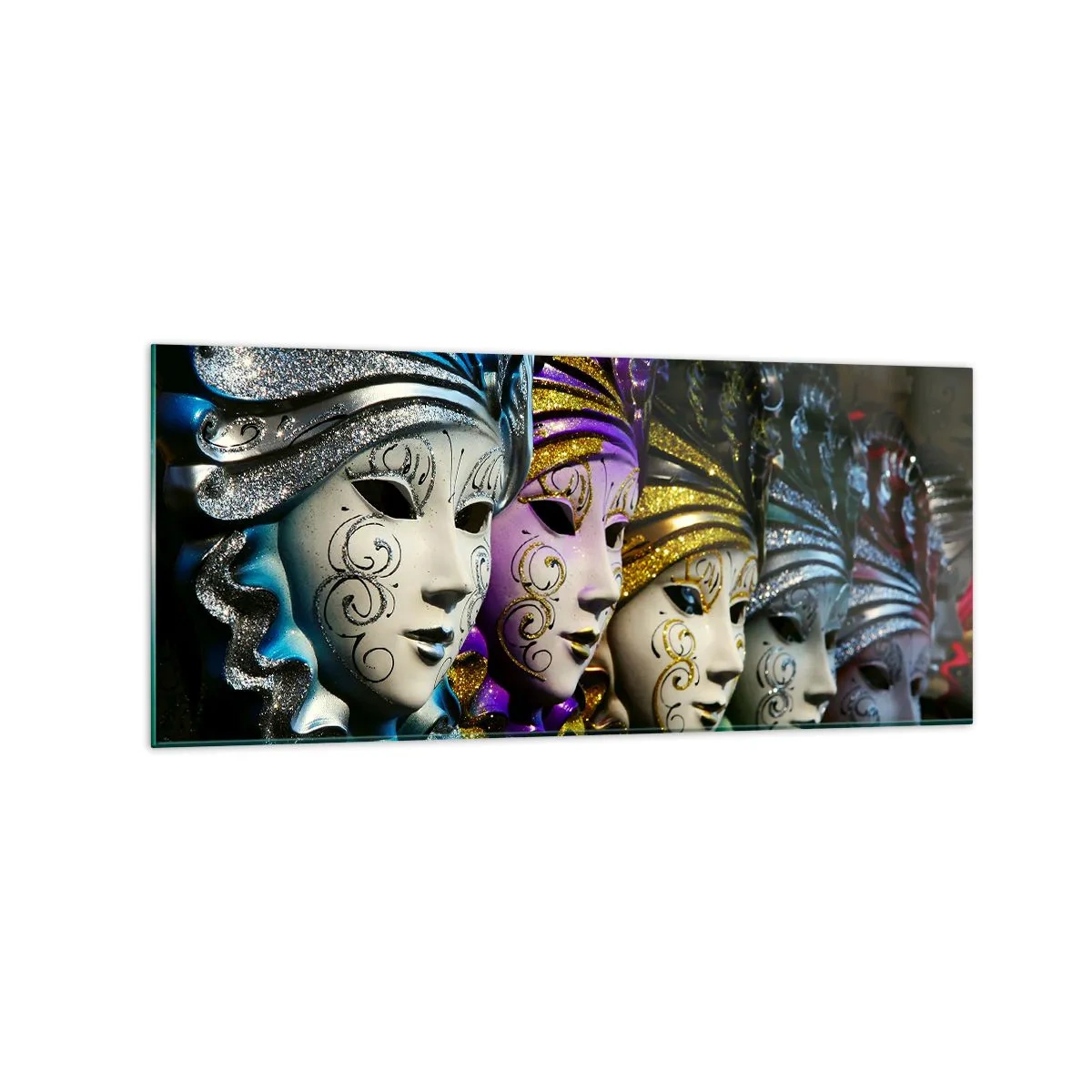 Quadro em vidro - Mistério em ouro e prata - 120x50 cm