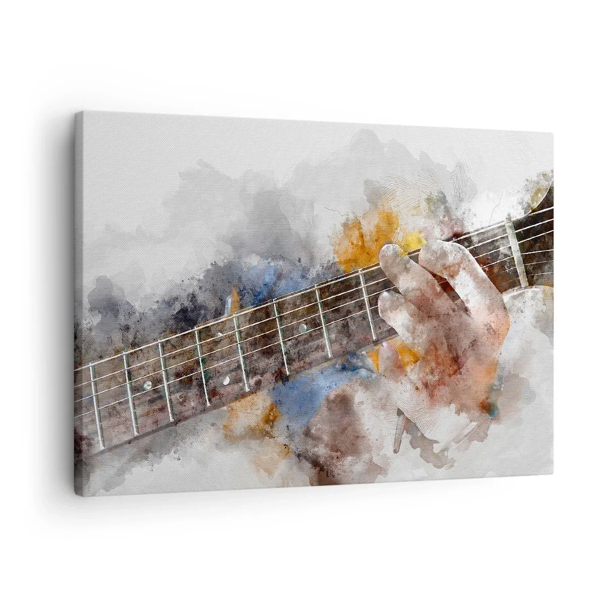 Quadro em tela - Imagem abstrata de uma mão tocando violão - 70x50cm - Poesia entre as cordas - Decoração de parede moderna para a sala de estar e quarto ARTTOR