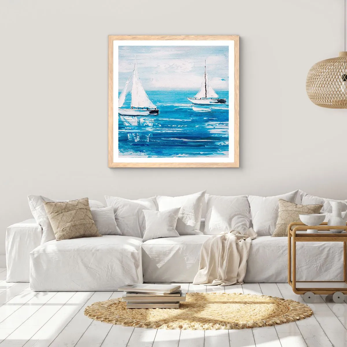 Pôster com moldura de carvalho claro - Com um amigo ao meu lado - 60x60 cm