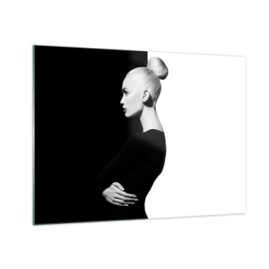 Quadro em vidro - Retrato em preto e branco de uma mulher com um coque elegante - 70x50cm - Simplesmente mulher - Decoração de parede moderna para a sala de estar e quarto ARTTOR
