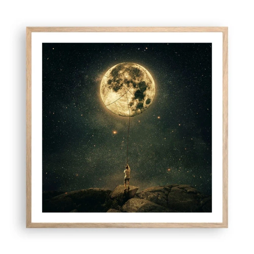 Pôster com moldura de carvalho claro - Aquele que roubou a lua - 60x60 cm