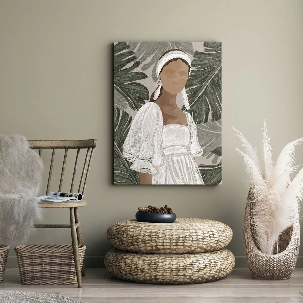 Quadro em tela - Retrato exótico - 55x100 cm