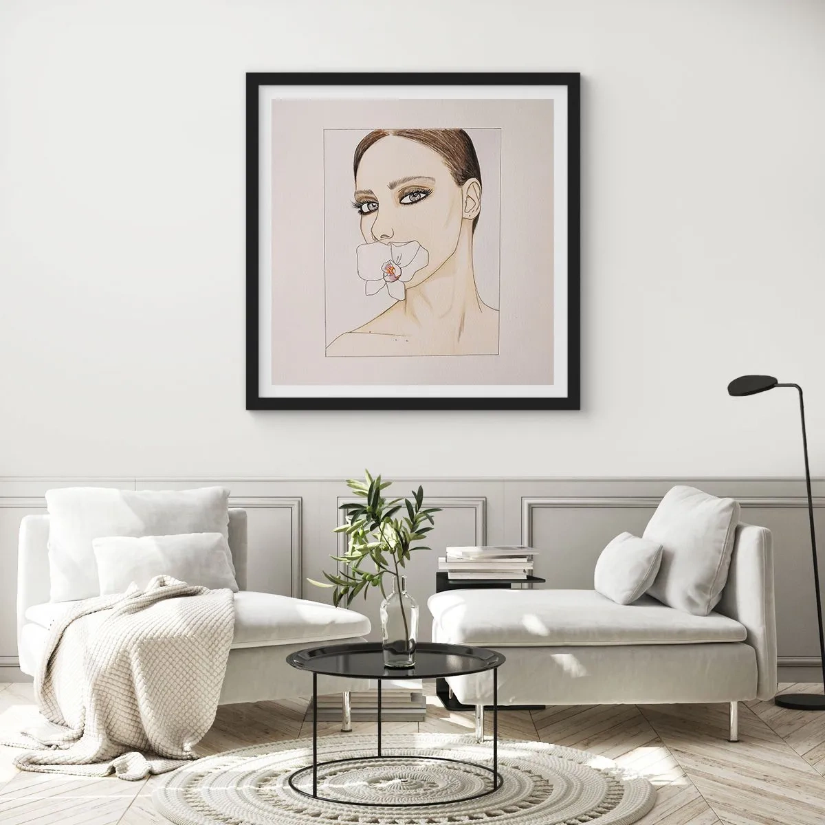 Pôster com moldura preta - Símbolo de elegância e beleza - 50x50 cm