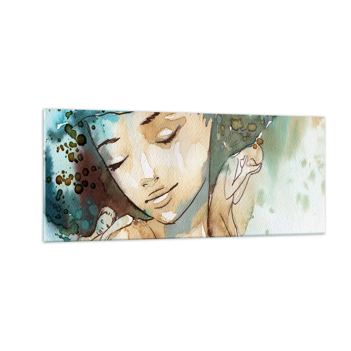 Quadro em vidro - Dama em azul - 100x40 cm
