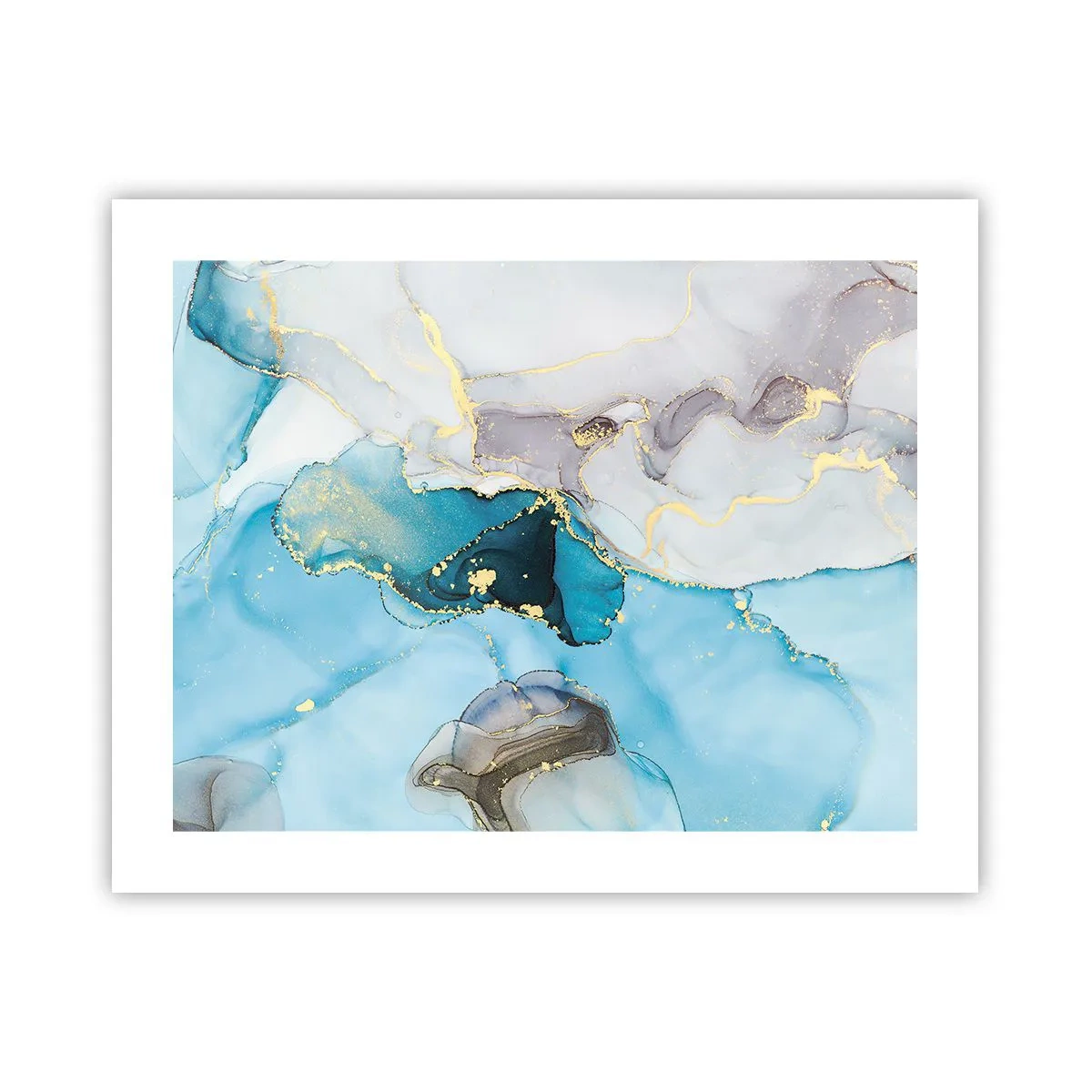 Pôster - Estudo do encontro do cinza e turquesa - 50x40 cm