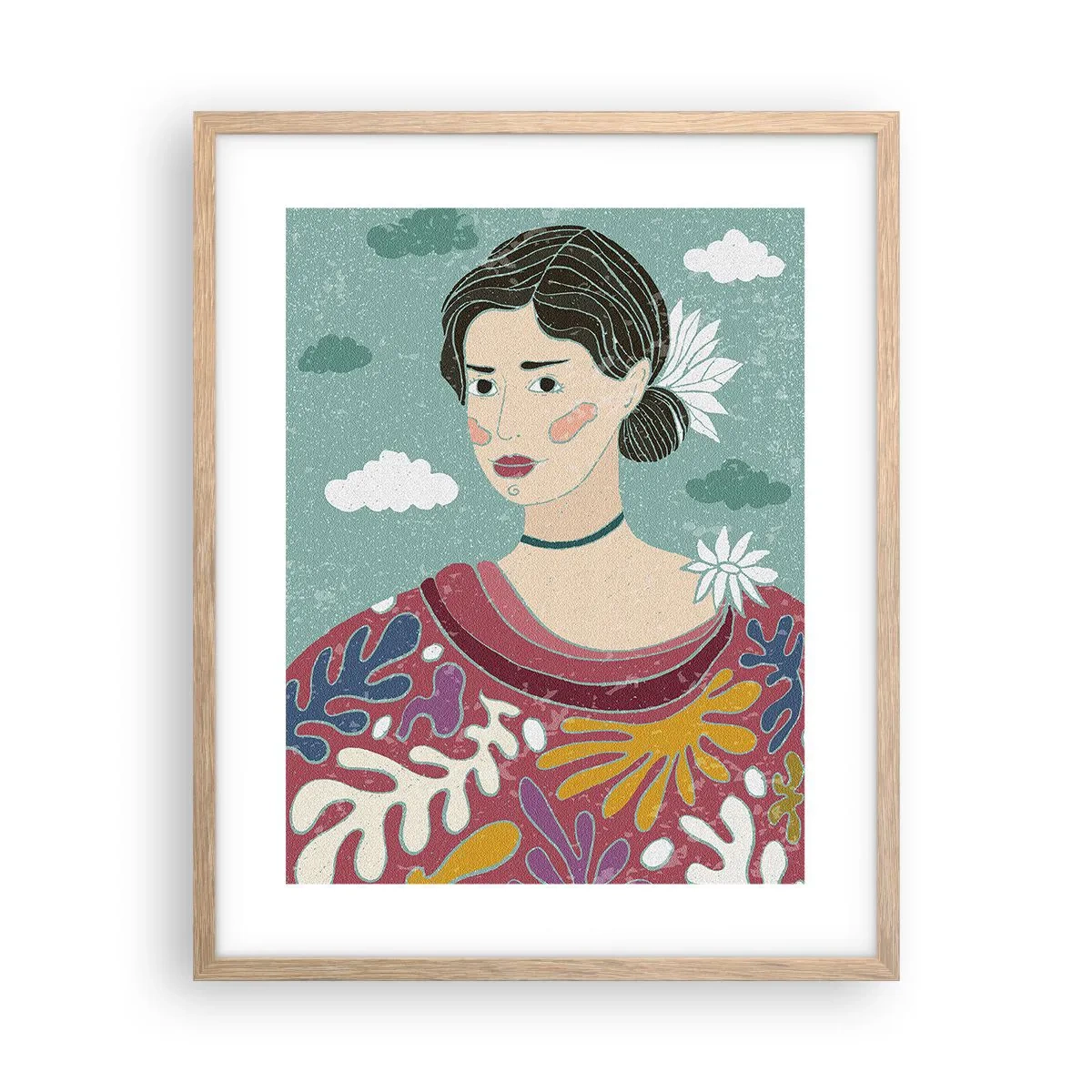 Pôster com moldura de carvalho claro - Com melancolia nos olhos - 40x50 cm