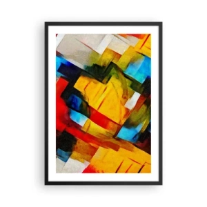 Pôster com moldura preta - Formas geométricas abstratas em cores intensas - 50x70cm - Camadas multicoloridas - Decoração de parede moderna para a sala de estar e quarto ARTTOR