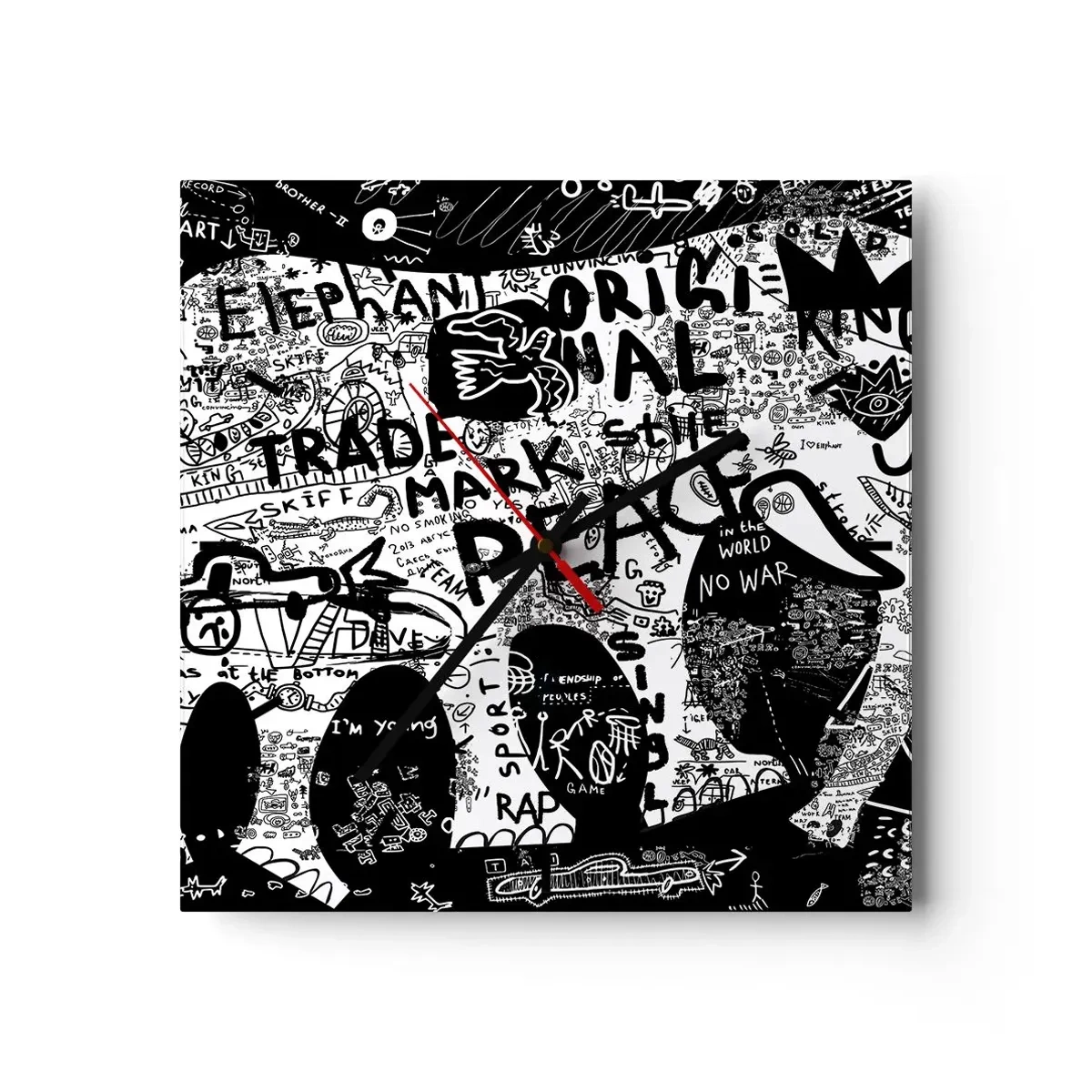 Relógio de parede - Relógio em vidro - O rico mundo das ruas - 40x40 cm