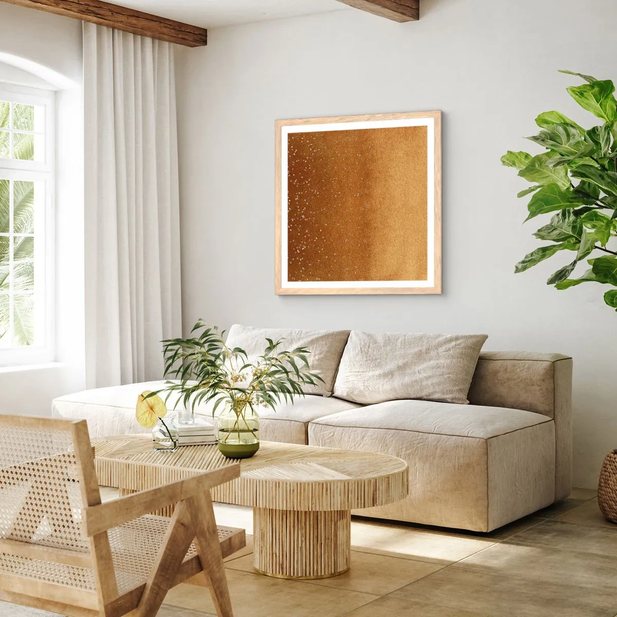 Pôster com moldura de carvalho claro - O nascimento da luz - 40x40 cm