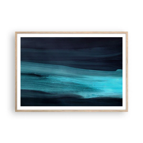 Pôster com moldura de carvalho claro - Vá com o fluxo - 100x70 cm