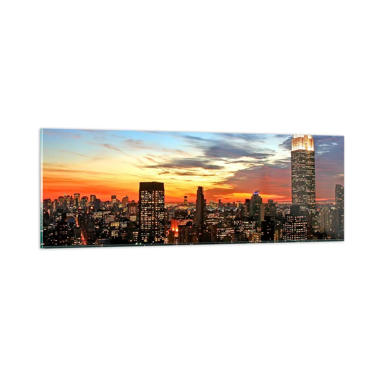 Quadro em vidro - Noite Brilhante Americana - 90x30 cm