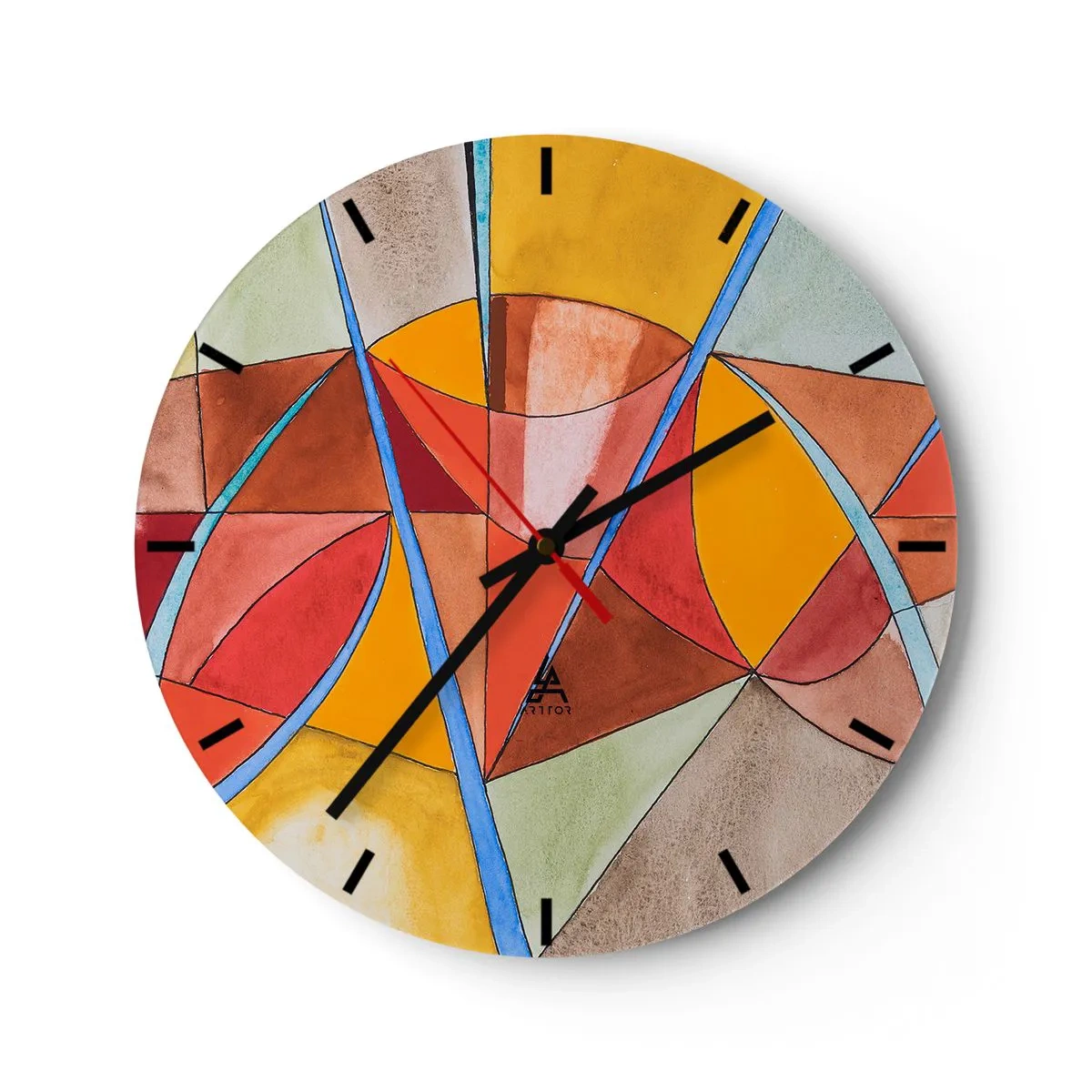Relógio de parede - Relógio em vidro - Padrões geométricos abstratos em cores vibrantes - 30x30cm - Carrossel, carrossel dos sonhos - Decoração de parede moderna para a sala de estar, cozinha e quarto ARTTOR