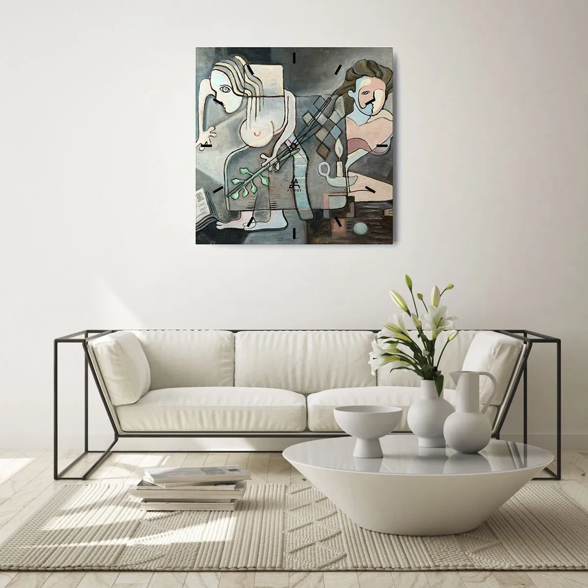 Relógio de parede - Relógio em vidro - Mosaico de alma e matéria - 40x40 cm