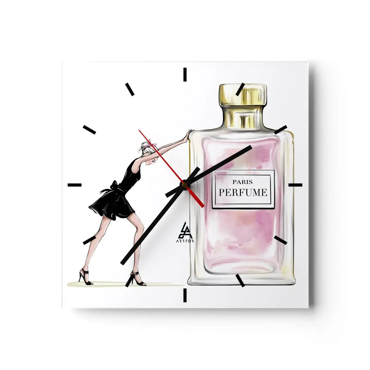 Relógio de parede - Relógio em vidro - A essência da feminilidade - 40x40 cm