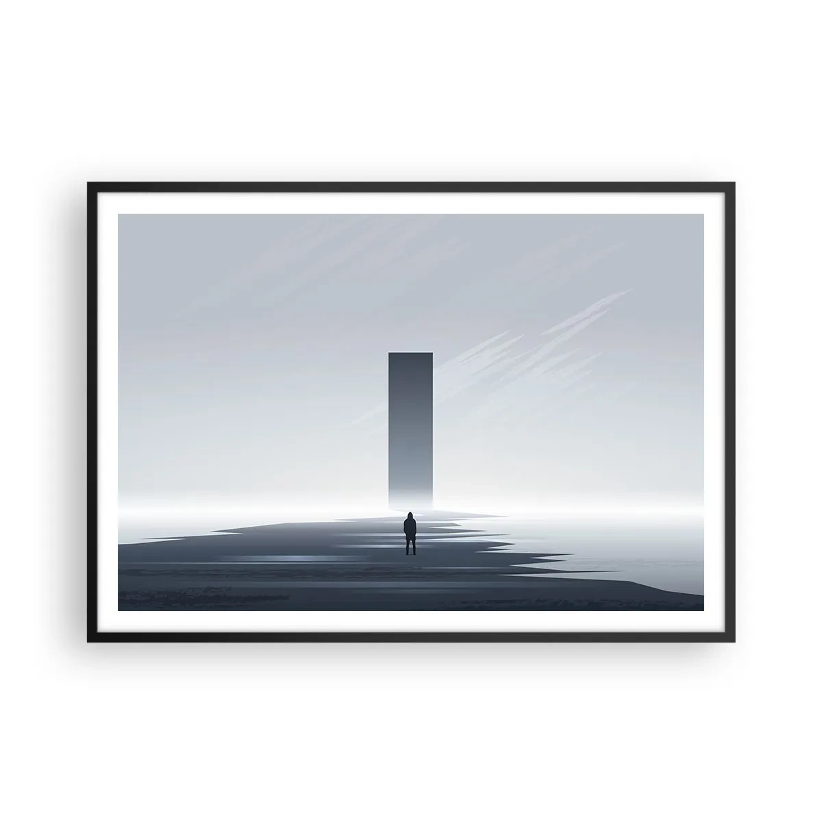 Pôster com moldura preta - Oportunidade ou ameaça? - 100x70 cm