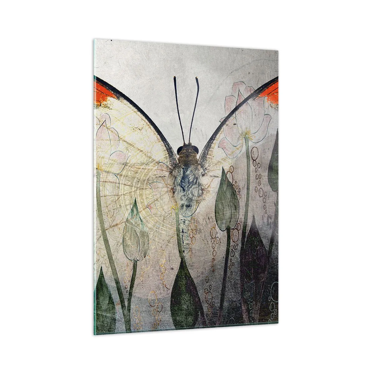 Quadro em vidro - Onde a borboleta se esconde na relva - 50x70 cm