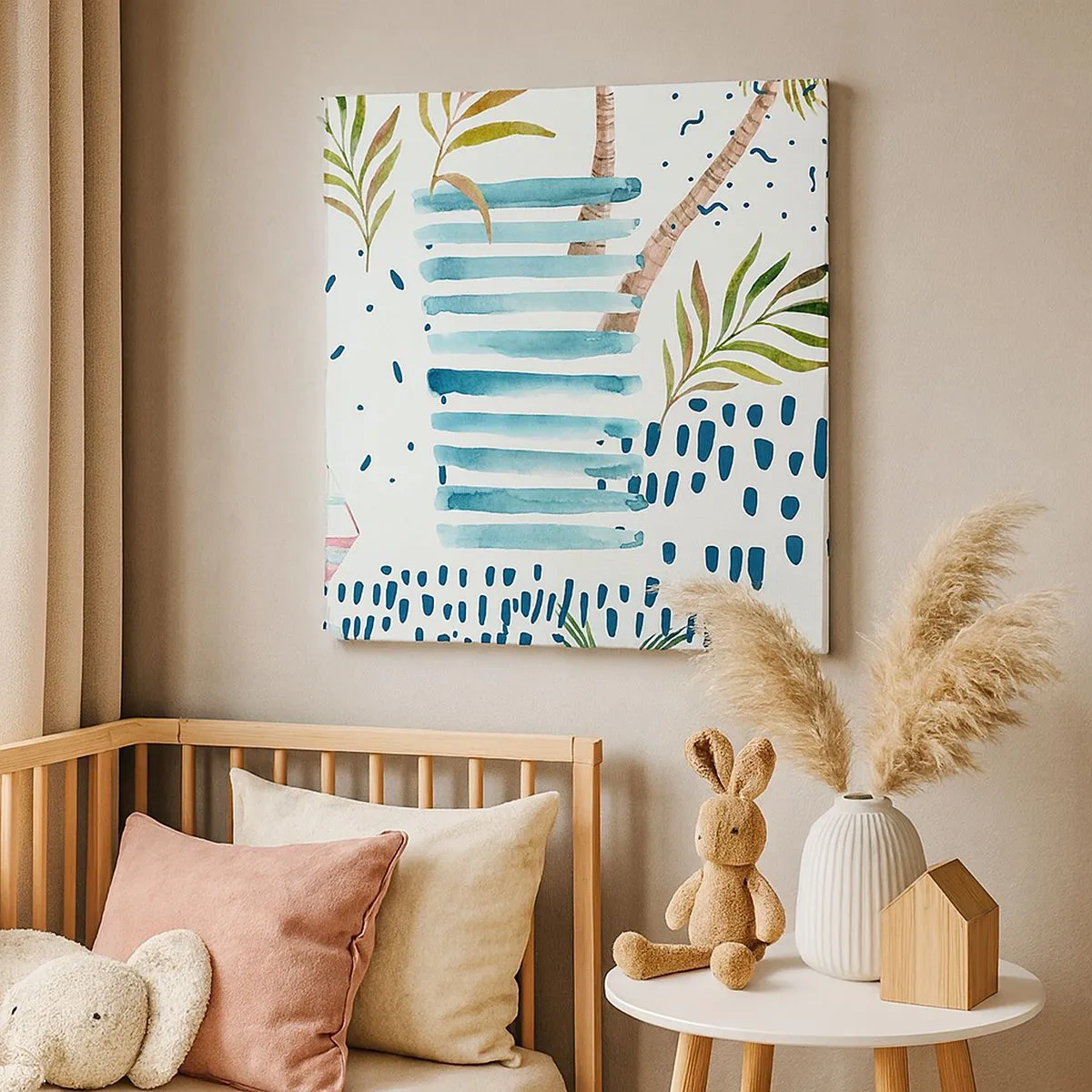 Quadro em tela - Férias sob as palmeiras - 30x30 cm