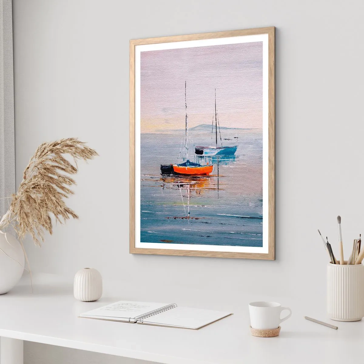 Pôster com moldura de carvalho claro - Um merecido descanso - 70x100 cm