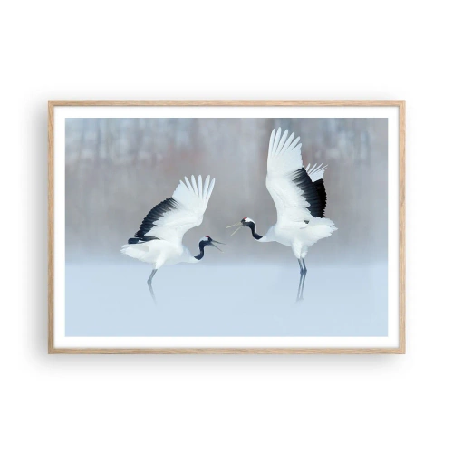 Pôster com moldura de carvalho claro - Dança no nevoeiro - 100x70 cm