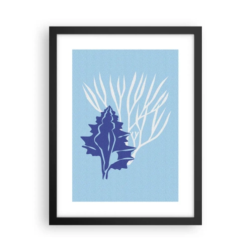 Pôster com moldura preta - Formas folhosas - 30x40 cm
