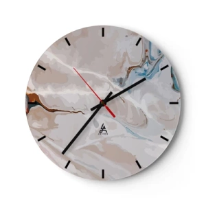 Relógio de parede - Relógio em vidro - Meandros azuis sob branco - 40x40 cm