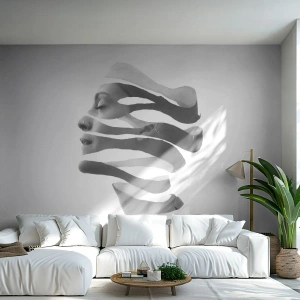 Papel de Parede Premium Sand - Retrato surrealista - Abstração, Pedaço, Mulher - 100x70 cm