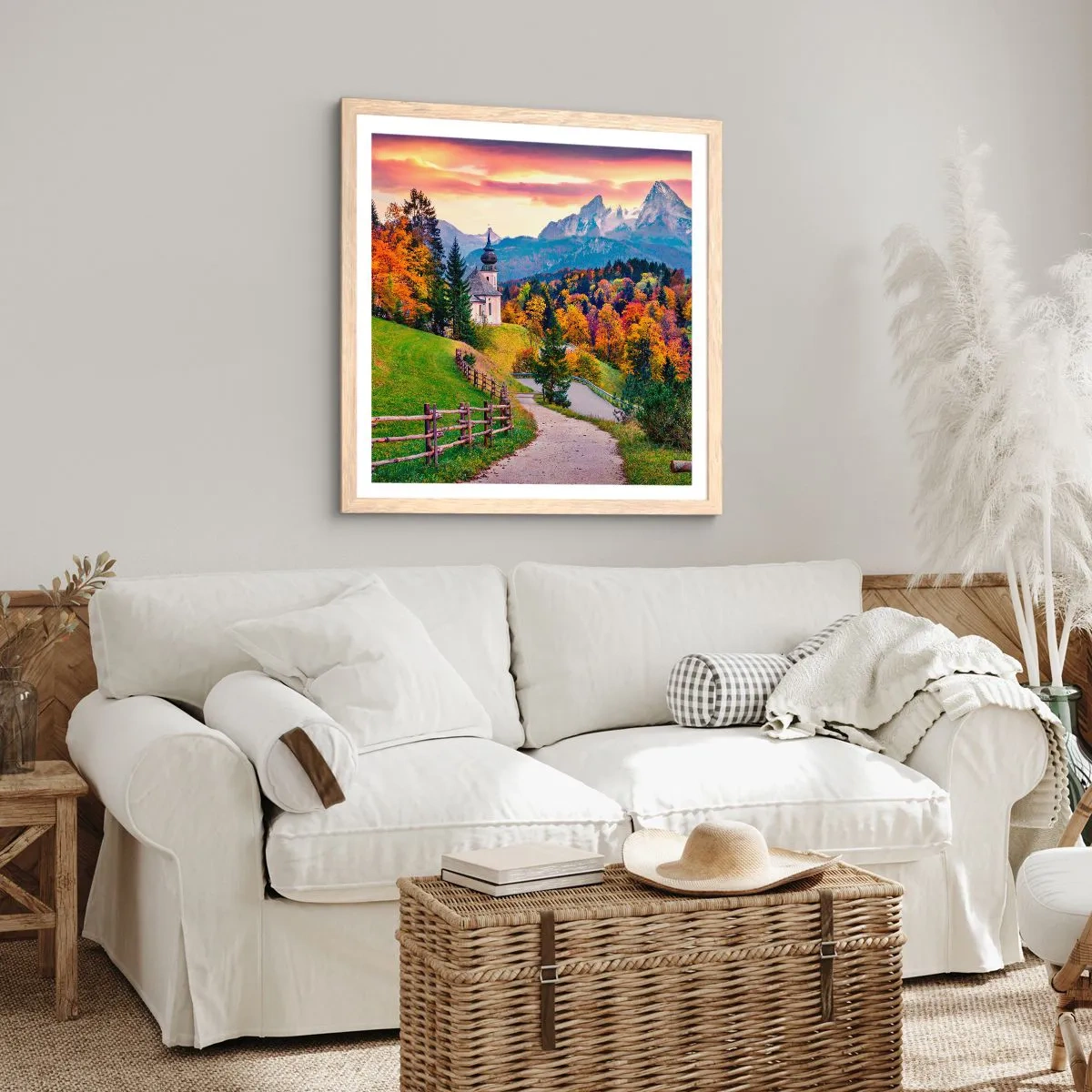 Pôster com moldura de carvalho claro - Paisagem como uma pintura - 60x60 cm
