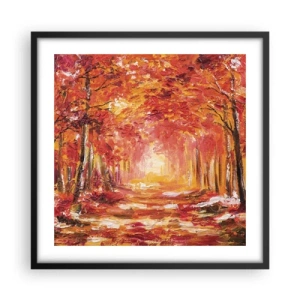 Pôster com moldura preta - Floresta de cobre - 50x50 cm