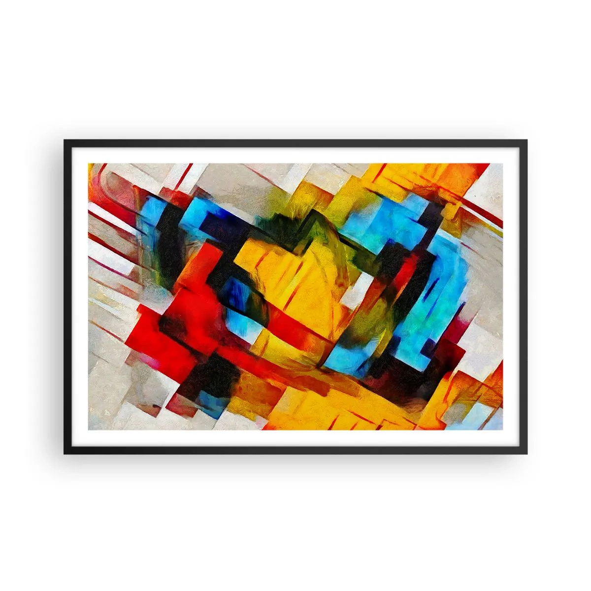 Pôster com moldura preta - Camadas multicoloridas - 91x61 cm