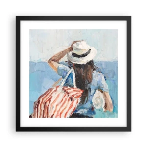 Pôster com moldura preta - Bem-vindo às suas férias - 40x40 cm