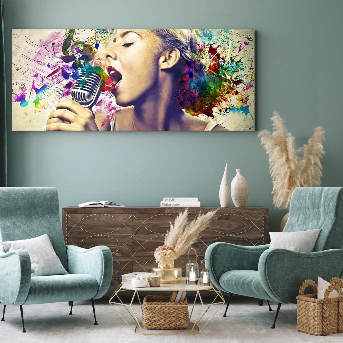 Quadro em tela - Pintar o mundo com a voz - 140x50 cm