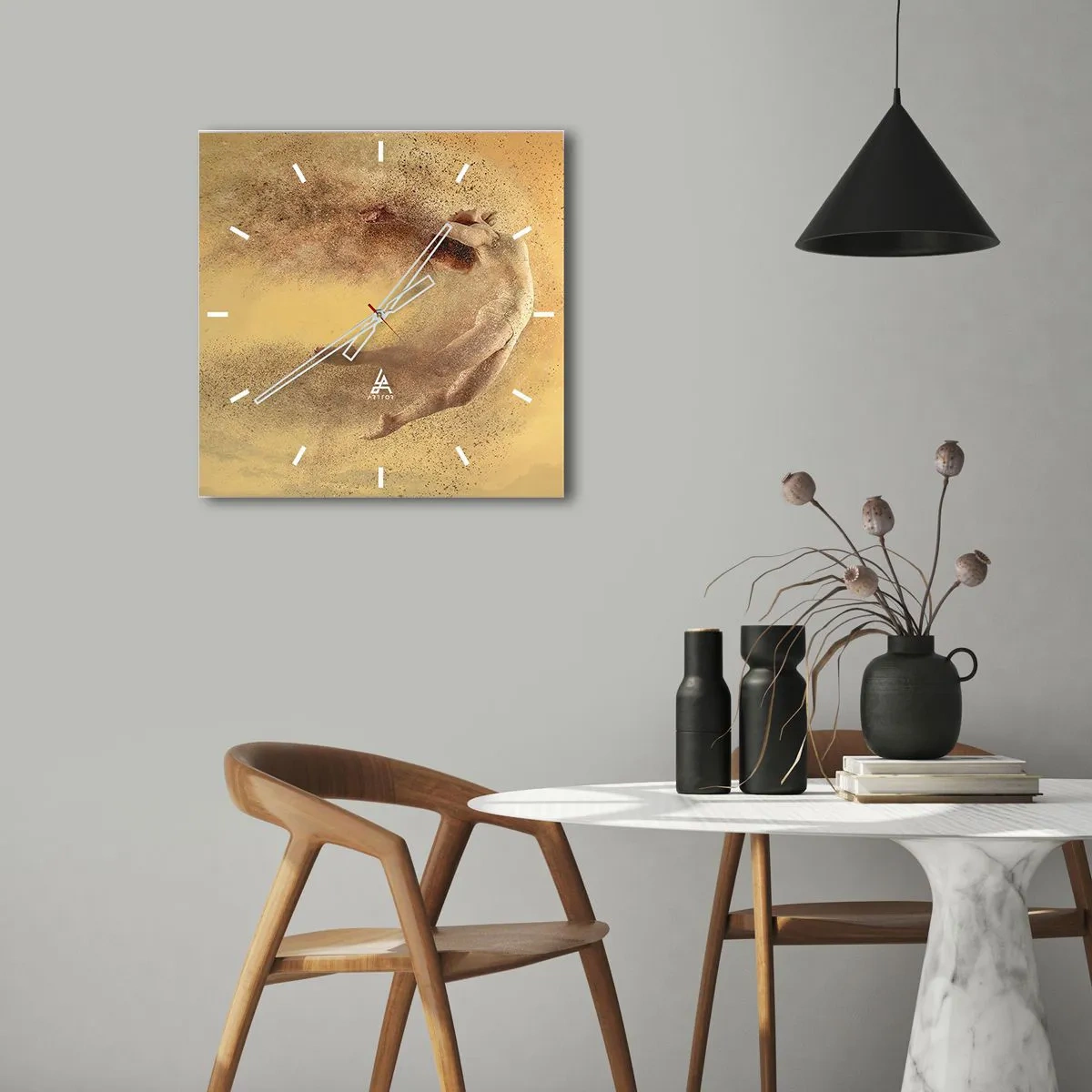Relógio de parede - Relógio em vidro - Na exultação da dança - 40x40 cm
