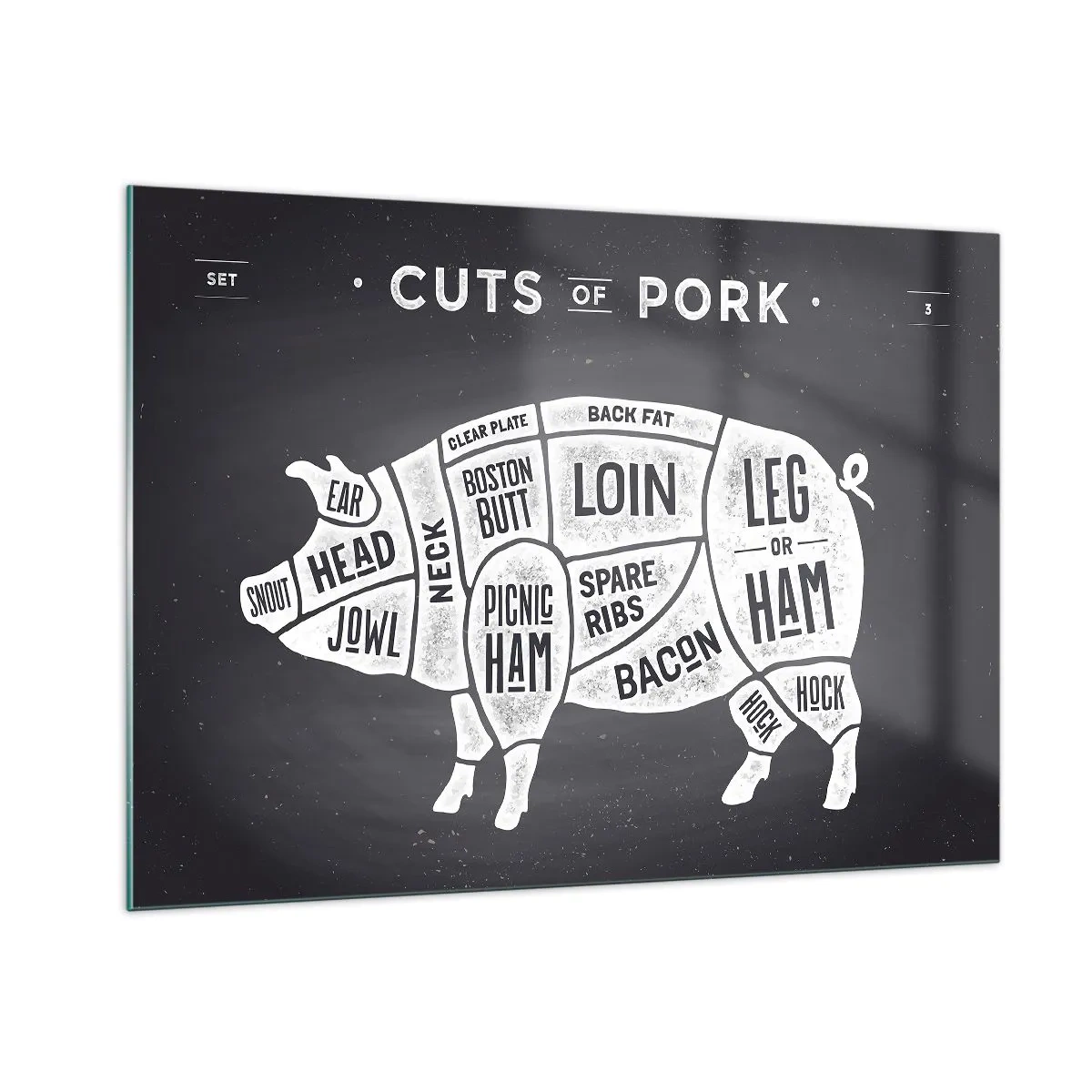 Quadro em vidro - Cartilha do talhante - 100x70 cm