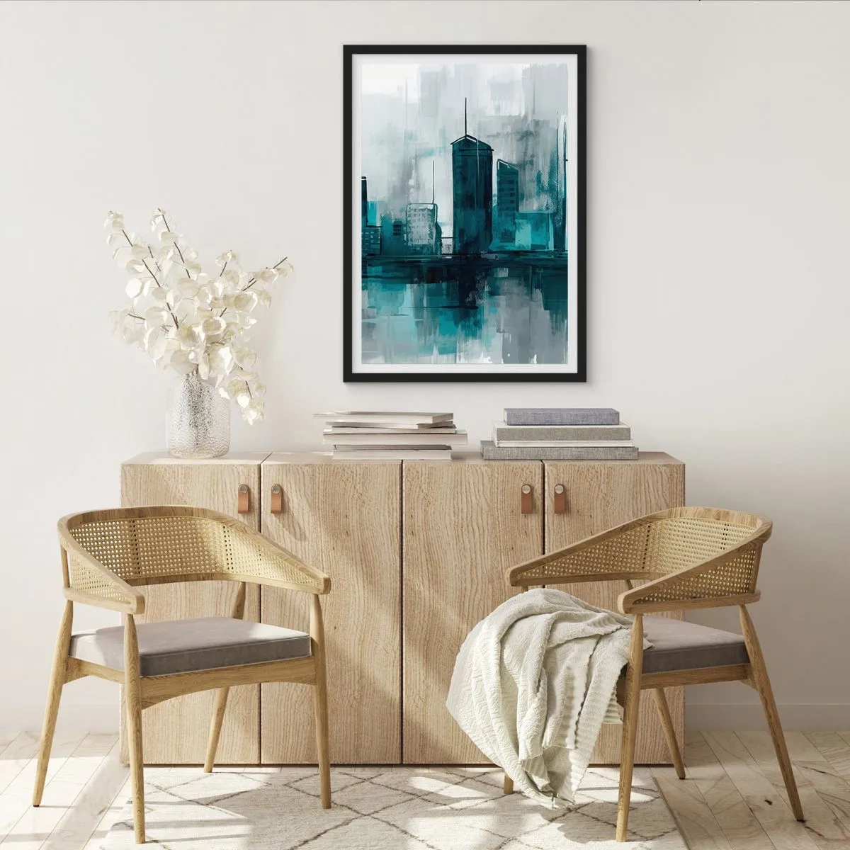 Pôster com moldura preta - Uma cidade da cor da chuva - 61x91 cm