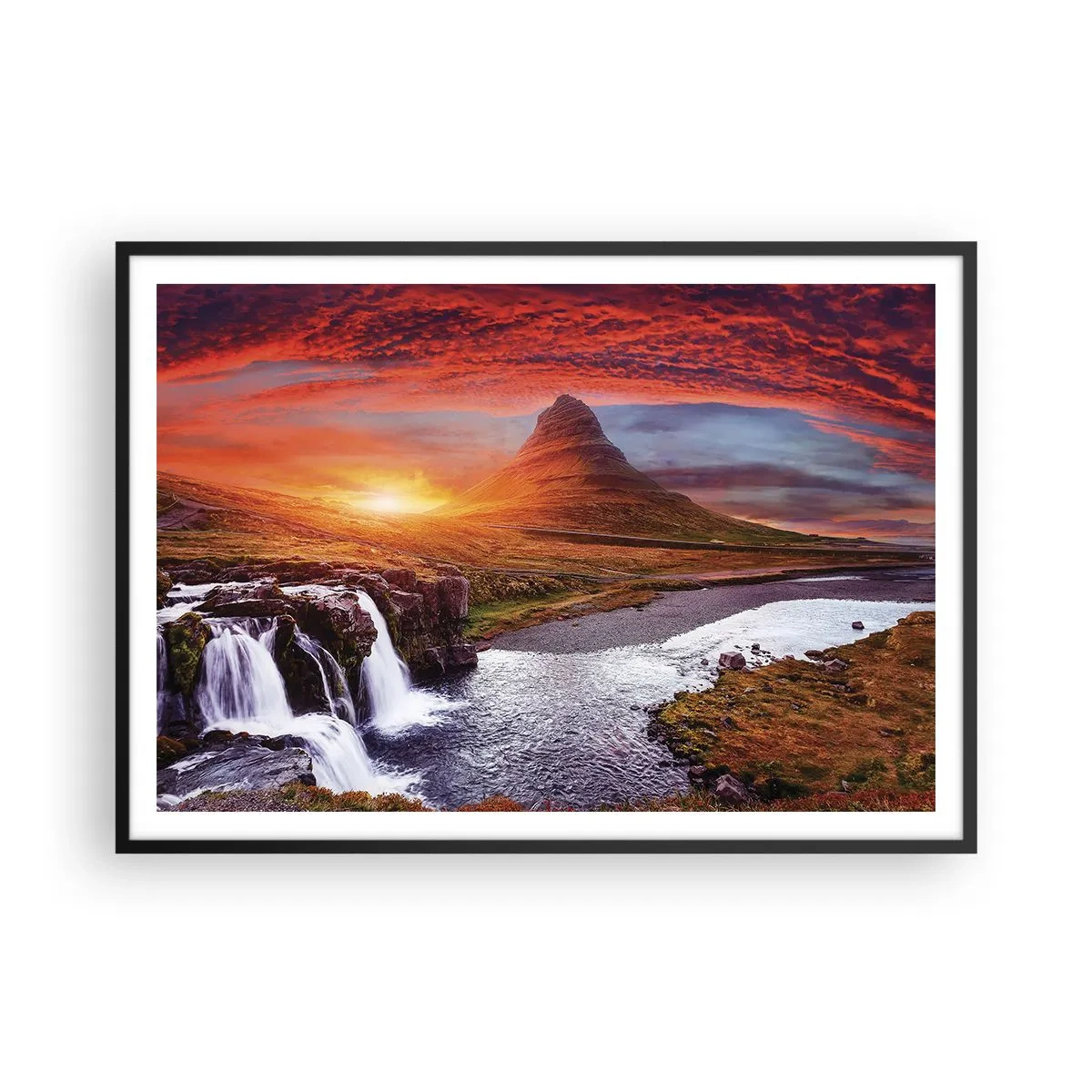 Pôster com moldura preta - A vista da Terra Média - 100x70 cm