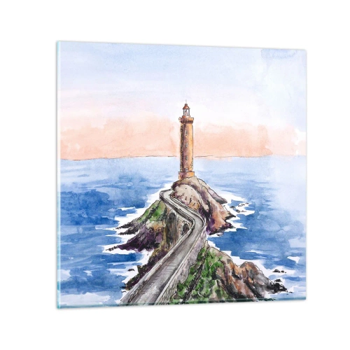 Quadro em vidro - De frente para o mar - 40x40 cm