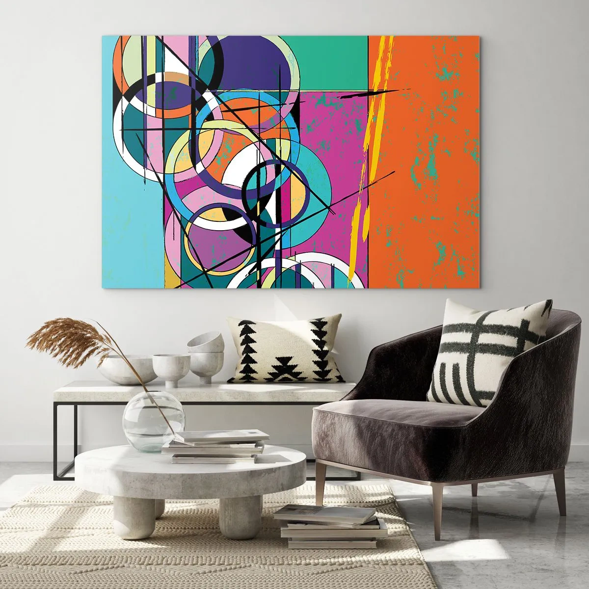 Quadro em vidro - Círculo entre círculos - 120x80 cm