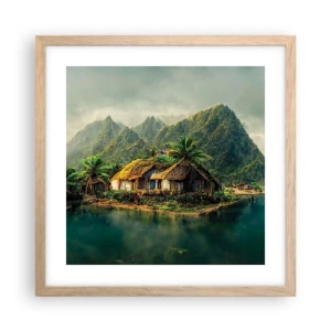 Pôster com moldura de carvalho claro - Paraíso Tropical - 40x40 cm