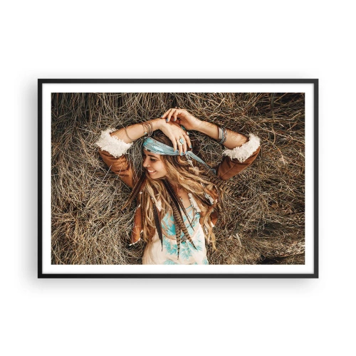 Pôster com moldura preta - A caminho do verão do amor - 100x70 cm