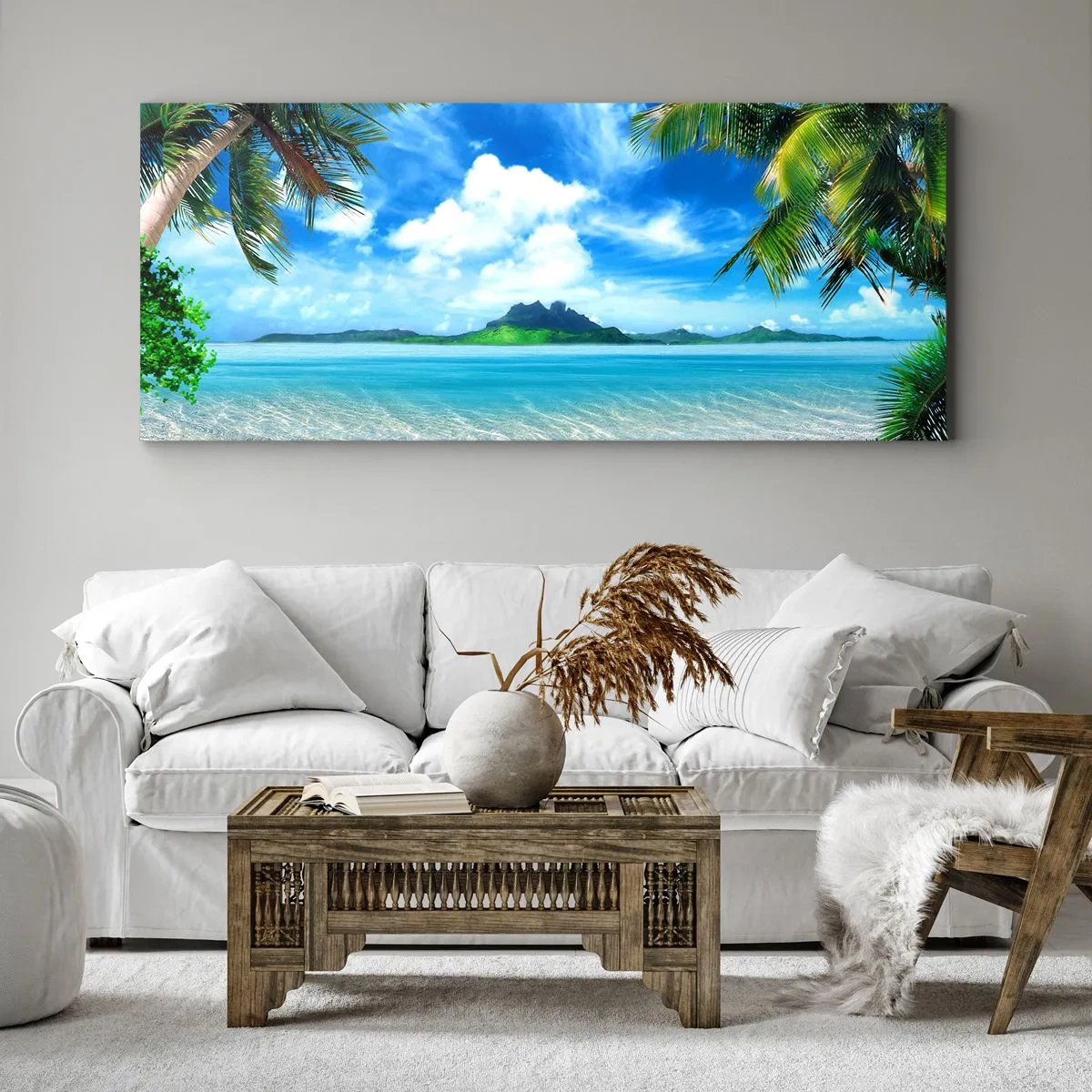 Quadro em tela - O azul dos trópicos - 120x50 cm