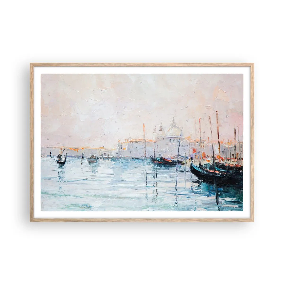 Pôster com moldura de carvalho claro - Além da água, atrás do nevoeiro - 100x70 cm